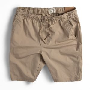 Quần short khaki cạp chun basic, diễu gấu